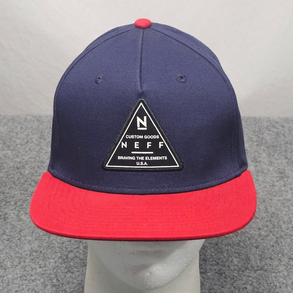 Neff Snapback‎ Hat Navy Blue Red Flat Brim Streetwear Y2K Skate West Coast Urban